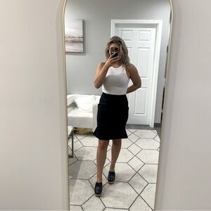 Roland Mouret Pencil Skirt Knee Length Flare Peplum Hem in Black